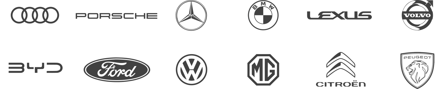 Vehicle brands: BMW, Mercedes, Audi, Volkswagen, Volvo and more
